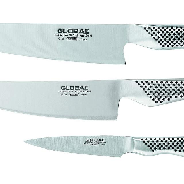 Global 3 Piece Set with Chef's, Vegetable and Paring Knife, 1 pack, Stainless Steel