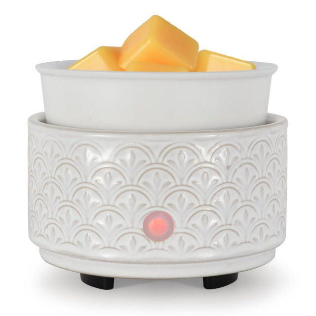 kobodon Ceramic Wax Melt Warmer - 3-in-1Electric Wax Warmer-Fragrance Candle Burner for Scented Wax Tarts and Essential Oils - Wax Melts as Gifts for Moms Grandma Women Girls（White-Gray）
