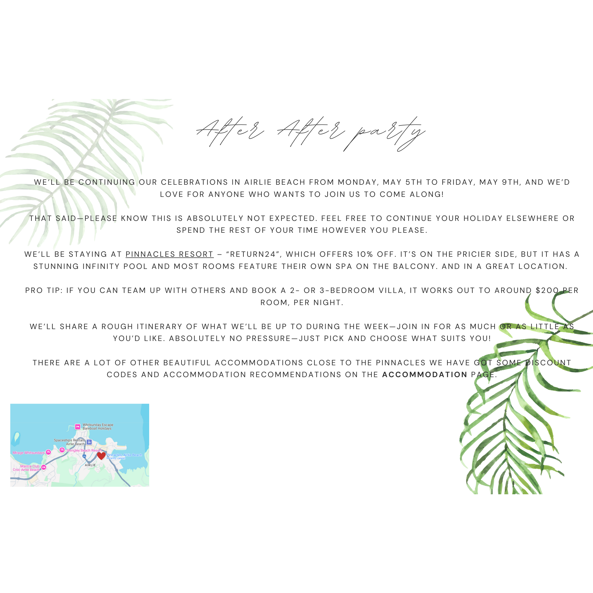 We also have discount codes for other accommodation under the accommodation page