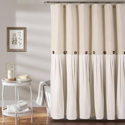 Linen Button Shower Curtain - Lush Décor- Navy