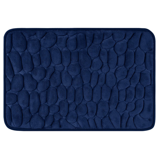 Unique Bargains Memory Foam Ultra Soft Non-Slip Water Absorbent Quick Dry Bathroom Mats Navy Blue 20" x 32"