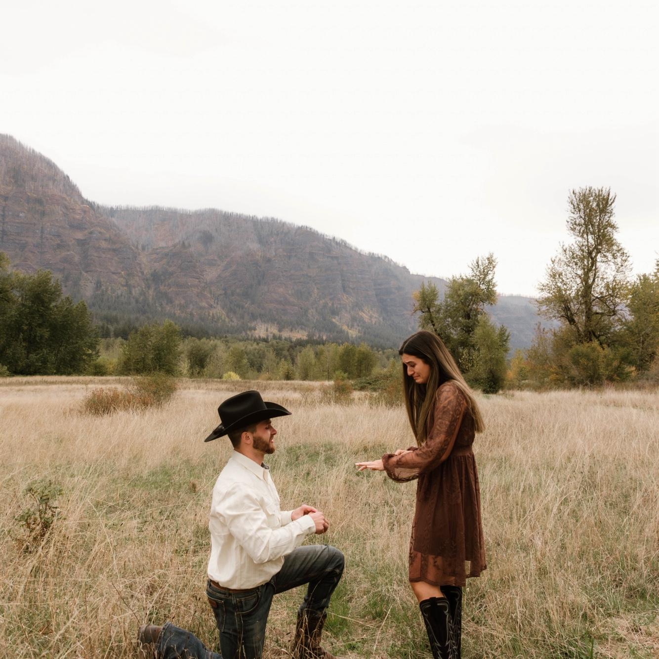 Layne saying yes to “Will you marry me?” from Weston