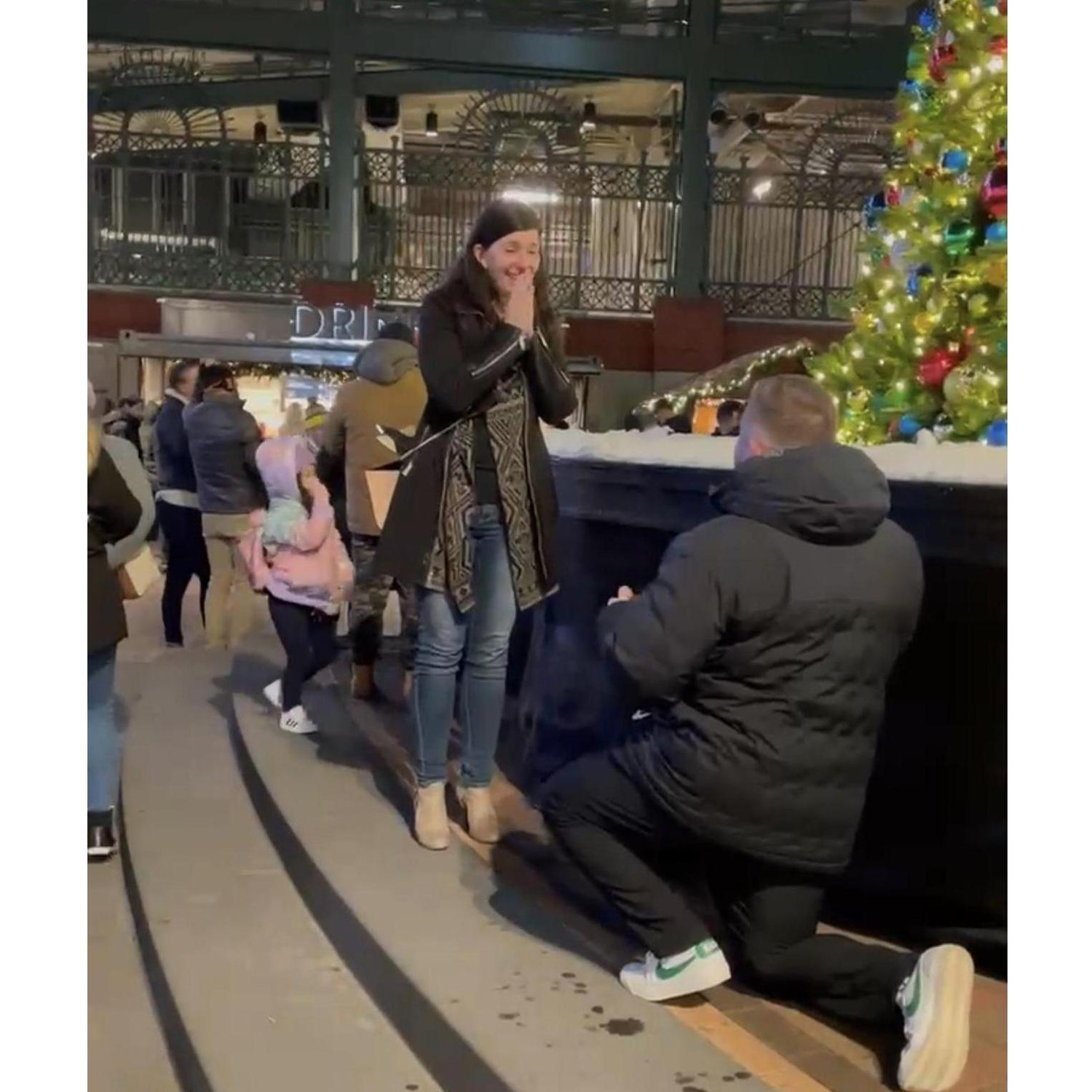 He said, "Are you ready for this?" Her response, "No!"