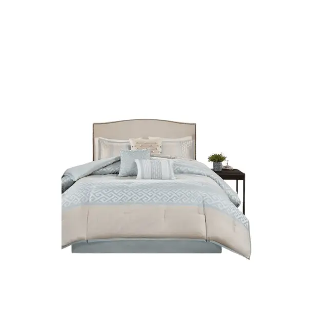 Gracie Mills Theodore 7-Piece Jacquard Comforter Set - King - Aqua