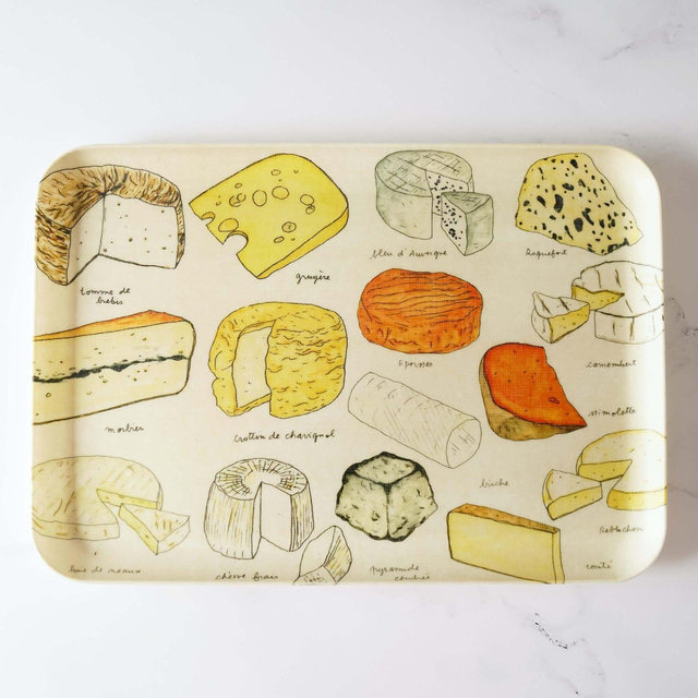 Medium Linen Coated Tray | Cheese-themed Tray | Fog Linen Work | Serving Tray | Food Trays | Decorative Tray