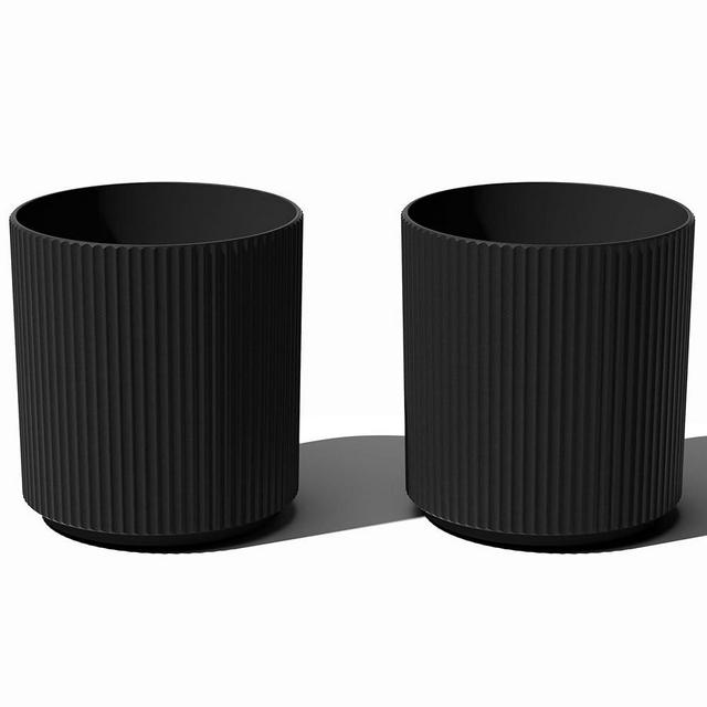 Veradek Round Demi Planter Pots for Indoor/Outdoor Garden Use, Made from Plastic-Concrete Mix with Drainage Holes, Perfect for Small to Large Succulent Plants, Flowers, Modern Interior Plants