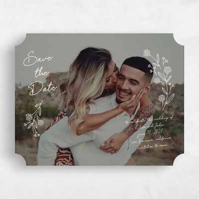 Beige Ticket Wedding Save the Date - Larian Photo