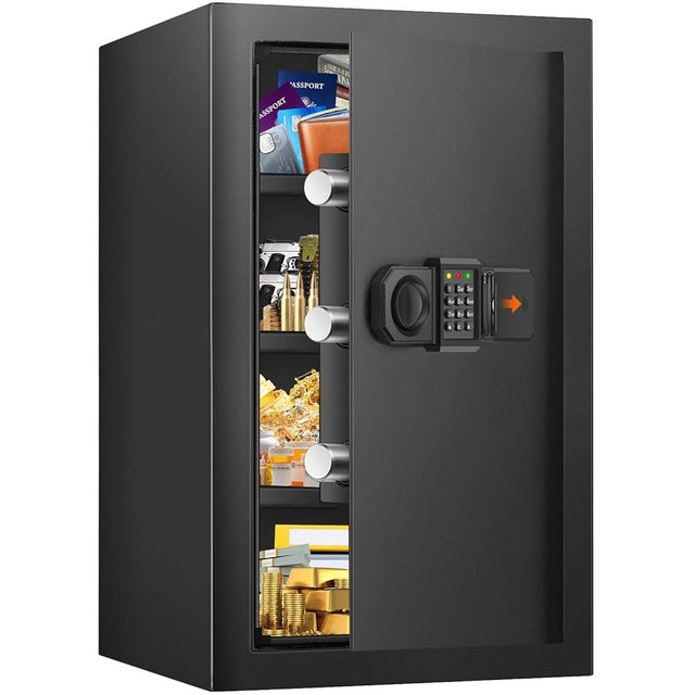 5.2 Cuft Large Fireproof Safe for Home Use, Digital Home Safes Water and Fireproof with Spare Keys and Alarm System, Anti-Theft Fire Proof Safe for Home Office