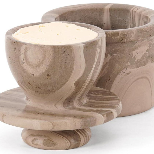 Radicaln Marble Butter Keeper 4.25'' Inches Wood Marble Handmade French Butter Holder For Kitchen Counter Decor Ideal Butter Crock For Counter With Water & Butter Crock For Kitchen