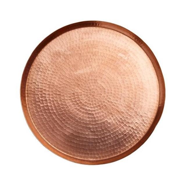 Large Hammered Copper Round Tray