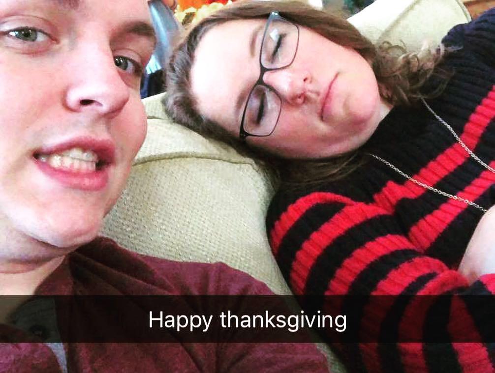 Thanksgiving 2018: Vincent learned that Jaimie will take a nap just about anywhere.
