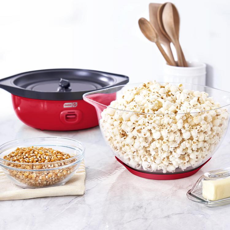 Electric Hot-Oil Popcorn Popper Maker - Stir Crazy Popcorn Machine with Nonstick Plate & Stirring Rod, Large Lid for Serving Bowl and Two Measuring