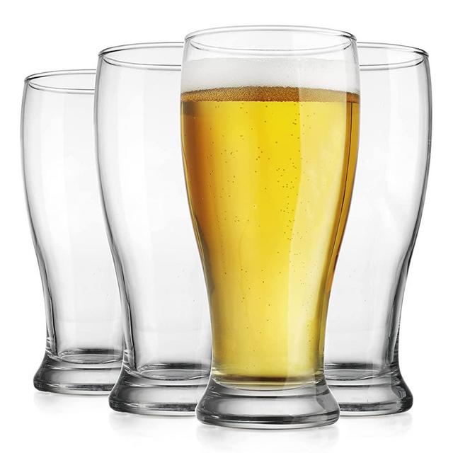Premium Pilsner 20 Oz Beer Glasses Set Of 4 Pint Glasses By Glaver's, Tall Designed European Glass Tumbler Cups. For Cocktails, Beer, Soda, Juice, Beverages, Wheat And More, Ideal Gift For Men.