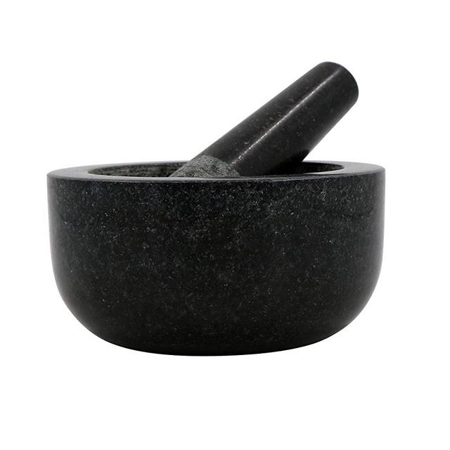 Mortar and pestle set Herb Grinder Polished Stone Granite 6.3 inches Spice Tools Single Pestle