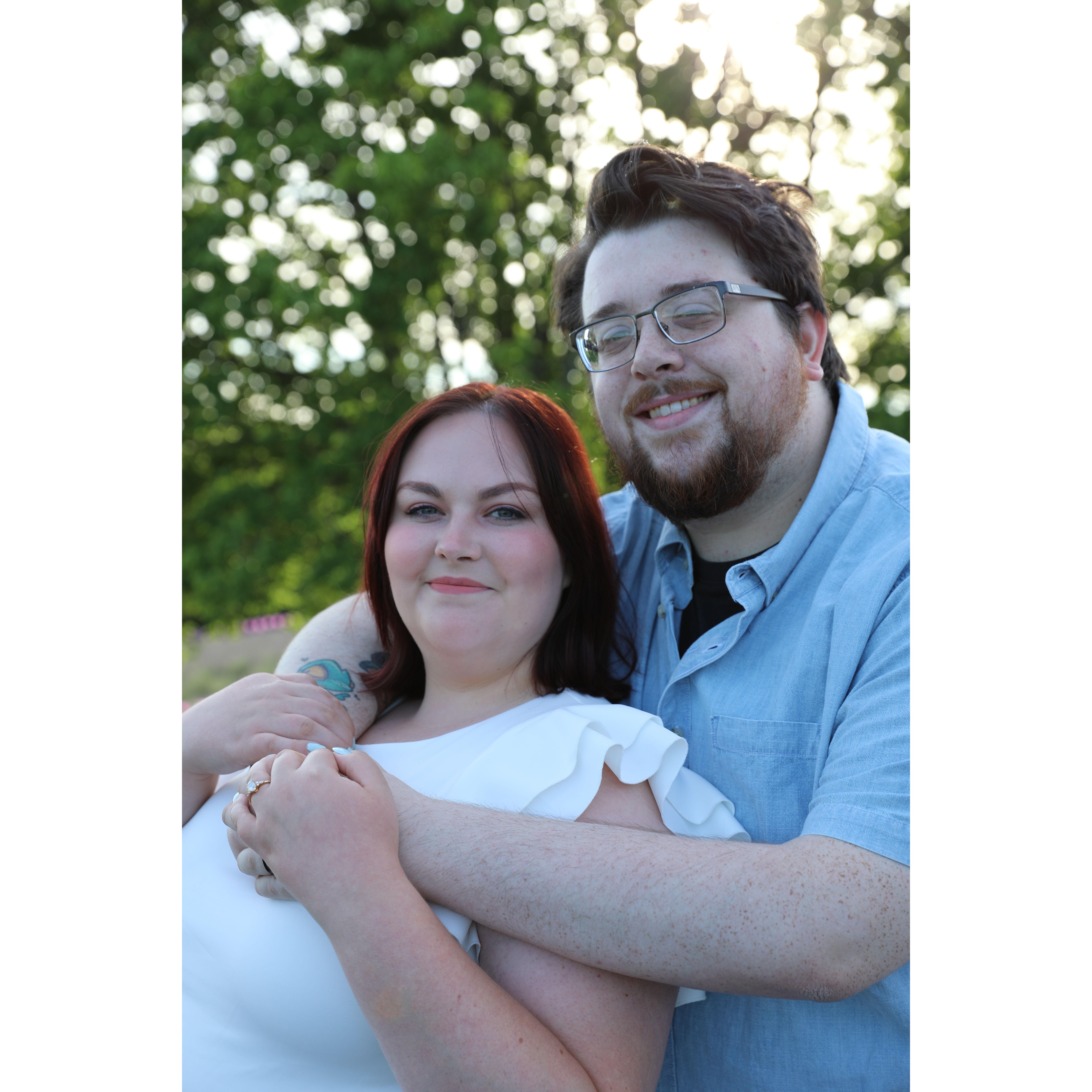 Engagement photoshoot at Sunset Ridge Lavender Farms. Photographer was Bloom Photography, LLC