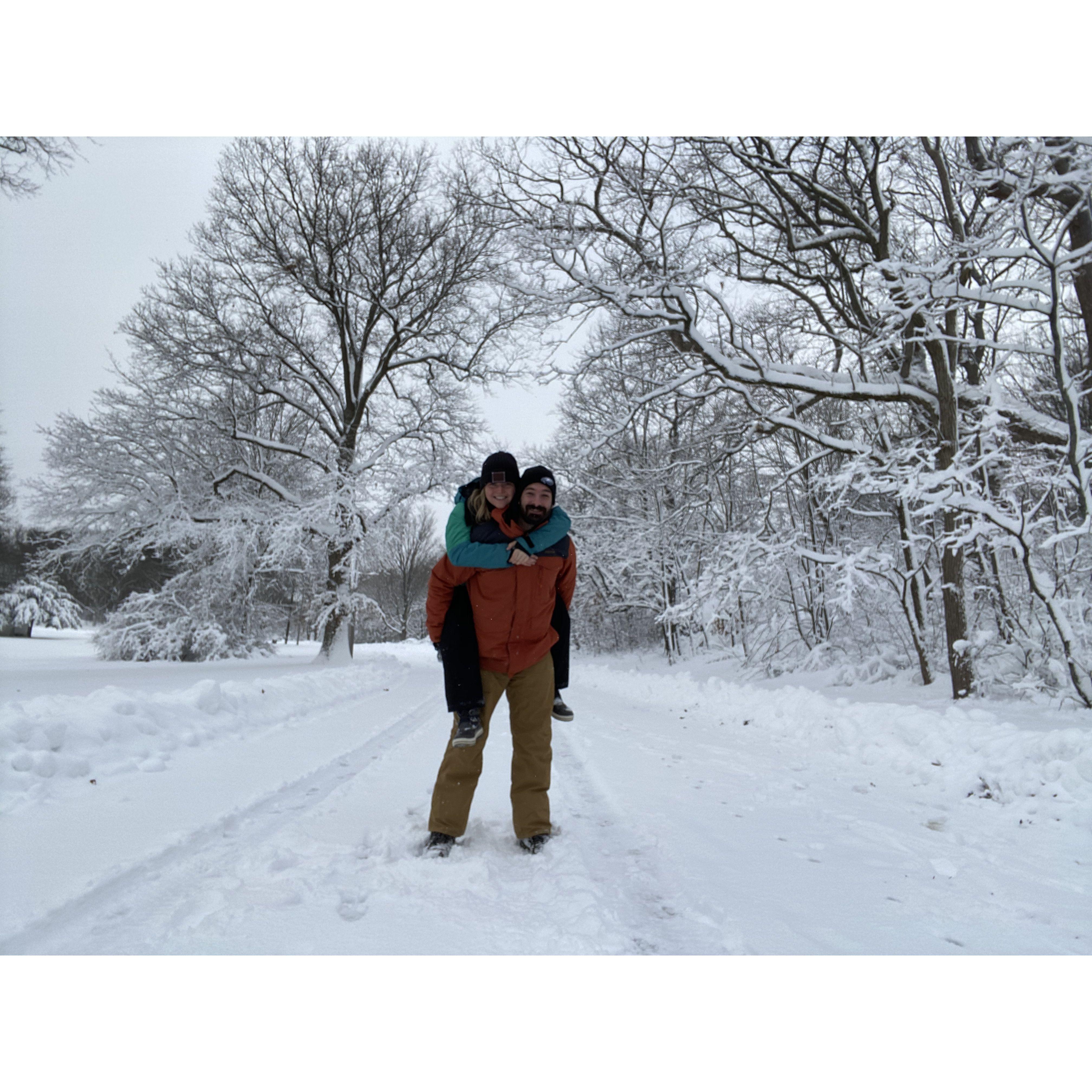 Snow storm when we lived in Jamaica Plain, MA