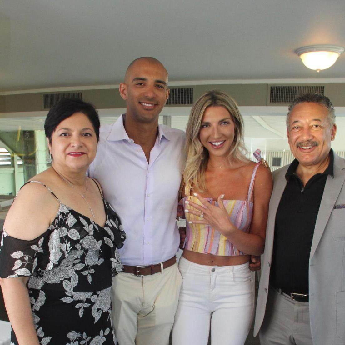After the surprise proposal we had brunch at the racetrack with our family. Here we are with Lenny's mom, Gabriella and stepfather, Dennis.