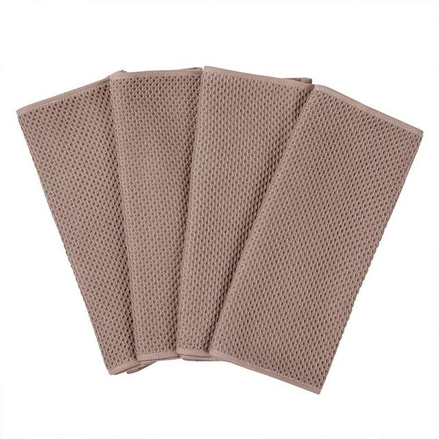 Homaxy 100% Cotton Waffle Weave Kitchen Dish Towels, Ultra Soft Absorbent Quick Drying Cleaning Towel, 13x28 Inches, 4-Pack, Brown