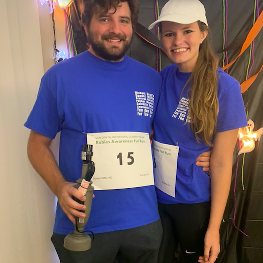 The Halloween where we went as Pam and Jim from the Fun Run episode of The Office.