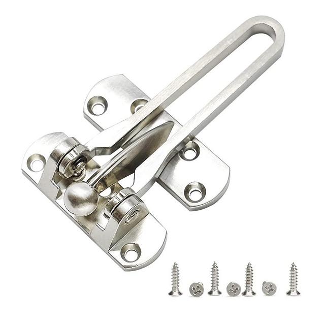 Home Security Door Lock Swing Bar Door Guard for Kids, Hotel Door Latch, Thicken Solid Zinc Alloy Reinforcement Lock, Silver