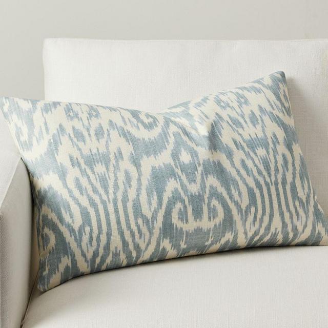 Vega Ikat Lumbar Throw Pillow Cover, 16" x 26", Blue