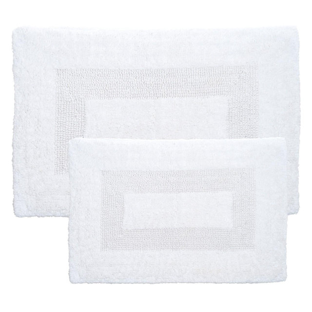 Solid Bath Mat 2pc White - Yorkshire Home