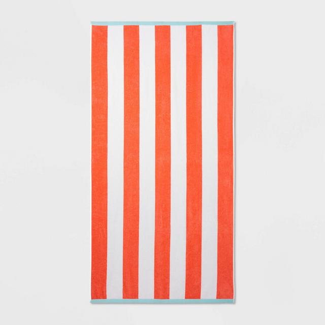 Reversible Cabana Striped Beach Towel Pink/Blue - Sun Squad™