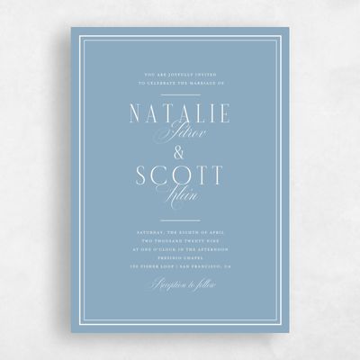 Dusty Blue Wedding Invitation - Agate Portrait