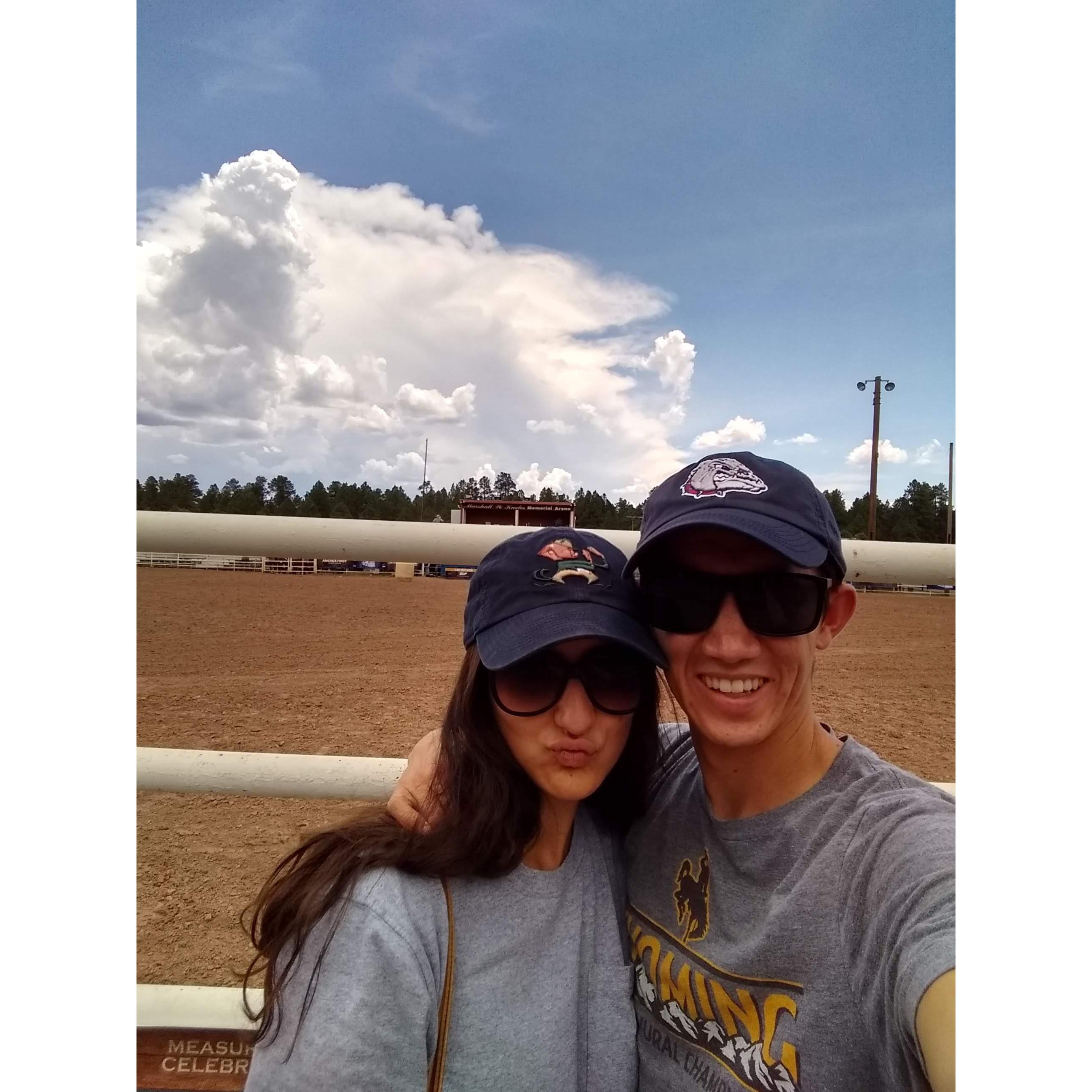 Amy making a duck-face at a rodeo in Flagstaff, AZ!