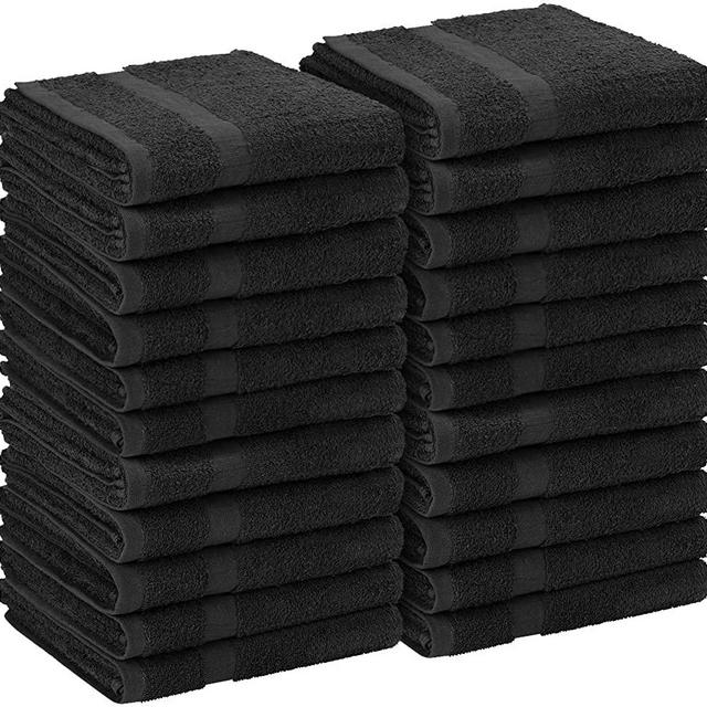 Utopia Towels Cotton Salon Towels - Gym Towel - Hand Towel - (24-Pack, Black) - 16 inches x 27 inches - Not Bleach Proof - Ringspun-Cotton, Maximum Softness and Absorbency, Easy Care