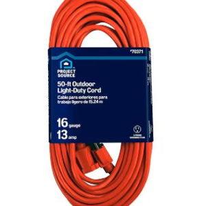 Project Source 50-ft 16 / 3 Light Duty 3 Prong Orange Outdoor Extension Power Cord