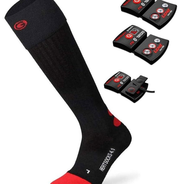 Lenz 4.1 Toe Cap Unisex Heated Socks with rcB 1200 Batteries