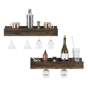 del Hutson Designs - Smuxe Stemware Wine Racks (Set of 2), USA Handmade, Pine Wood (5H x 24W x 6D, Dark Walnut)