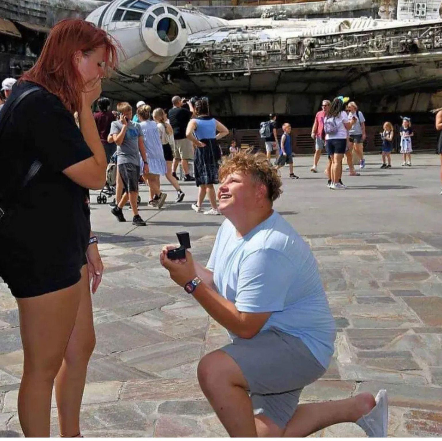 June 20, 2023 Thatcher proposed in front of the Millennium Falcon at Disney