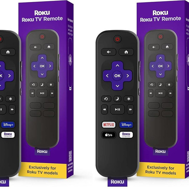 Roku TV Remote Control (Official Manufacturer Product) - Simple Setup,& Pre-Set App Shortcuts - Replacement Remote Compatible with RokuTV Models ONLY (Not Roku Players),(Pack of 2)
