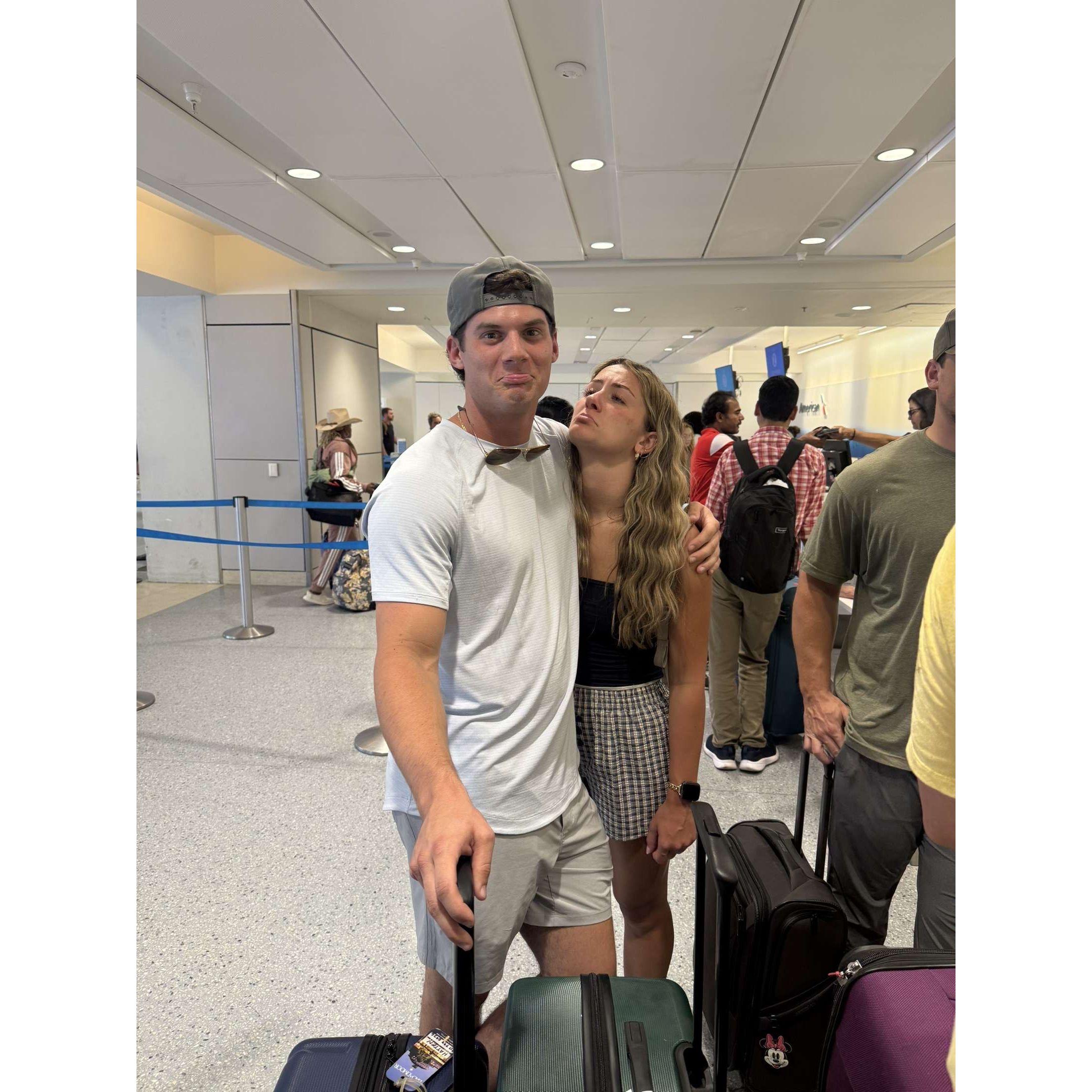 Sad becasue he was dropping me off at the airport... little did i know he was going to fly to Cabo 2 days later and propose!