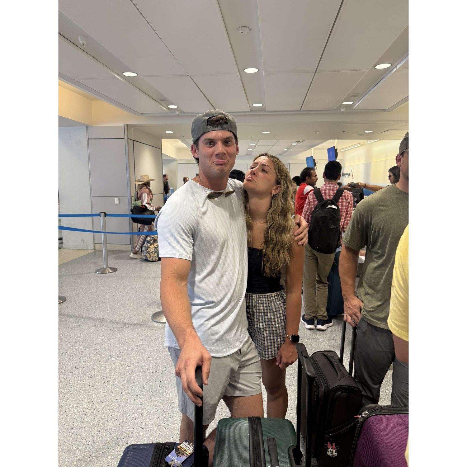 Sad becasue he was dropping me off at the airport... little did i know he was going to fly to Cabo 2 days later and propose!