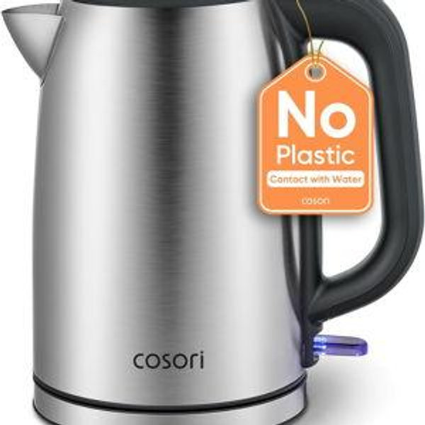 COSORI Electric Kettle, Plastic-Free Interior, 2 Lid Opening Angles, Easy to Clean, Automatic Shut Off & Boil-Dry Protection, Stainless Steel Tea Kettle, Hot Water Boiler & Heater, 1.7L, 1500W