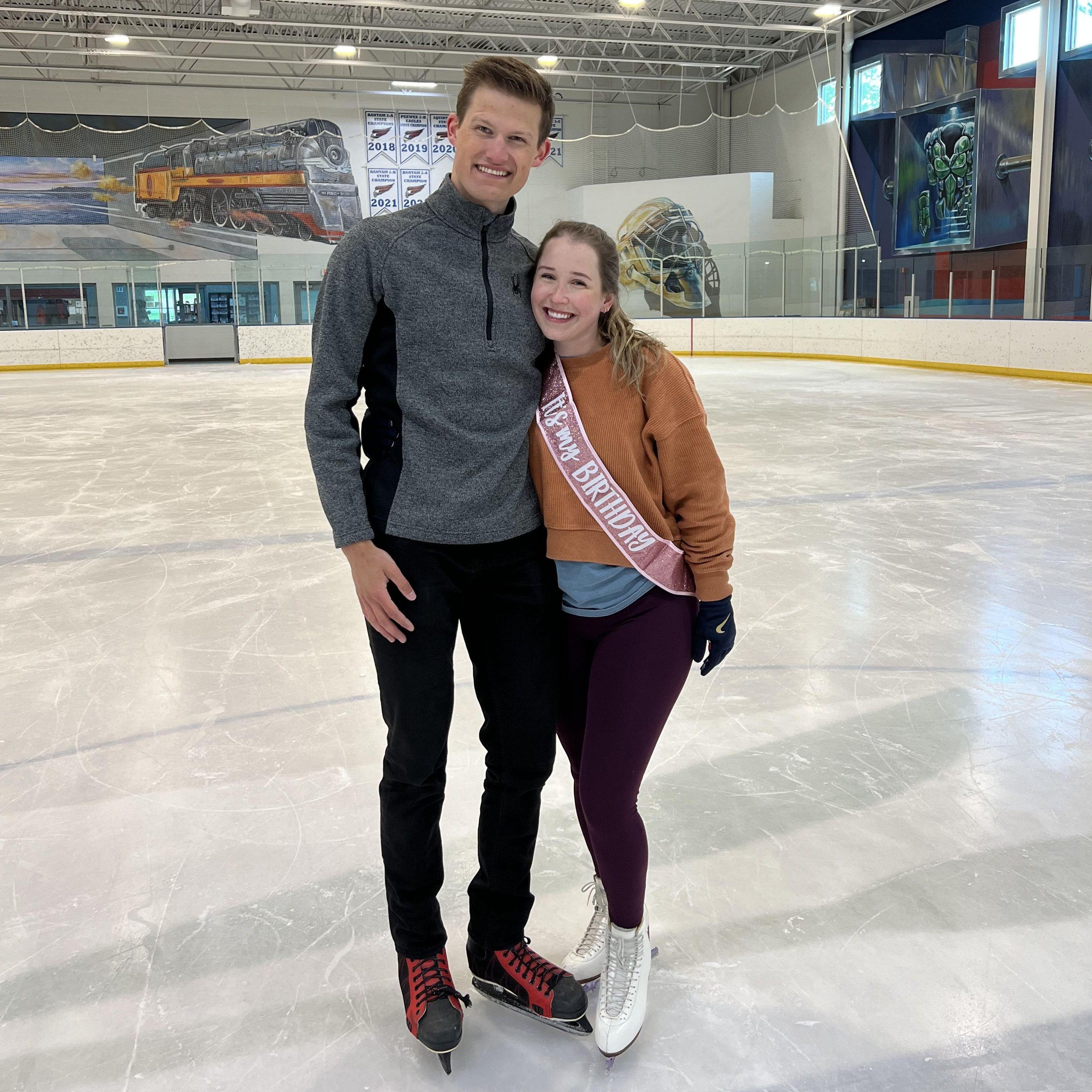 Melissa's surprise birthday celebration at the ice skating rink.
