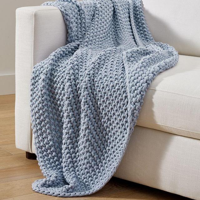 Bayside Seed Stitch Throw, 44 x 56", Chambray