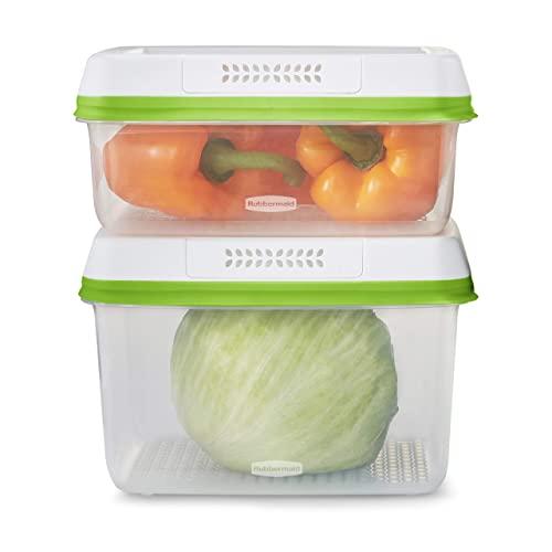 Rubbermaid FreshWorks Saver, Large Produce Storage Containers, 4-Piece Set, Clear