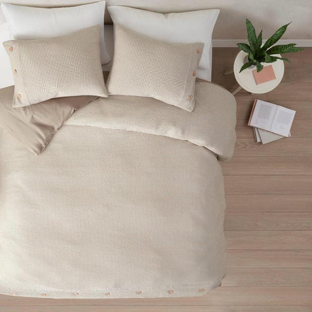 4pc Full/Queen Elena Rayon from Bamboo Blend Waffle Weave Comforter Cover Set - Taupe