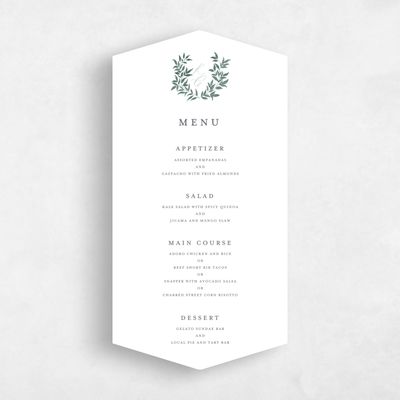 White Diamond Wedding Menu - Willow