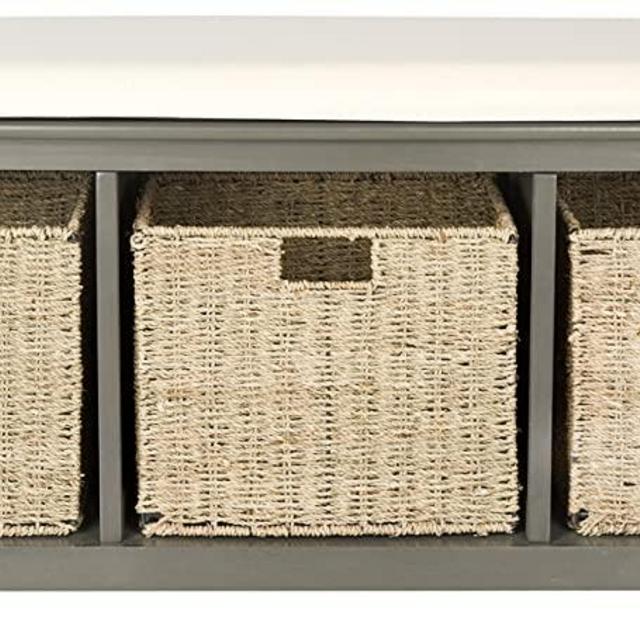 Safavieh American Homes Collection Lonan Grey and White Wicker Storage Bench