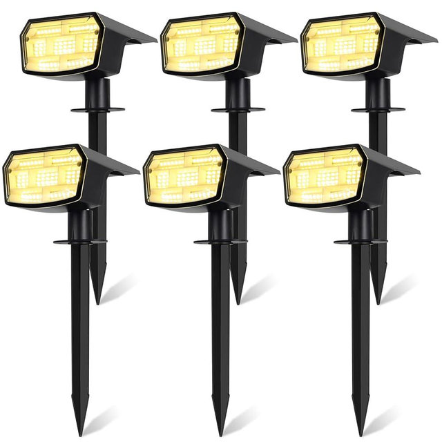 Sucolite Solar Spot Lights Outdoor, 59 LED Solar Lights Outdoor Waterproof, Outdoor Solar Lights for Yard with 3 Lighting Modes, Landscape Spotlights for Garden Pathway Driveway, Warm White