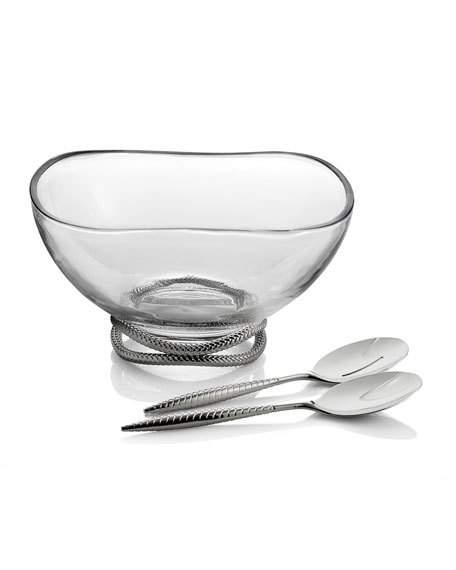 NambeBraid Glass Salad Bowl with Servers