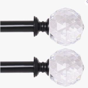 Marun Adjustable Overall Width x 0.75'' Diameter Single Curtain Rod (Set of 2) - Black, 48" - 120"