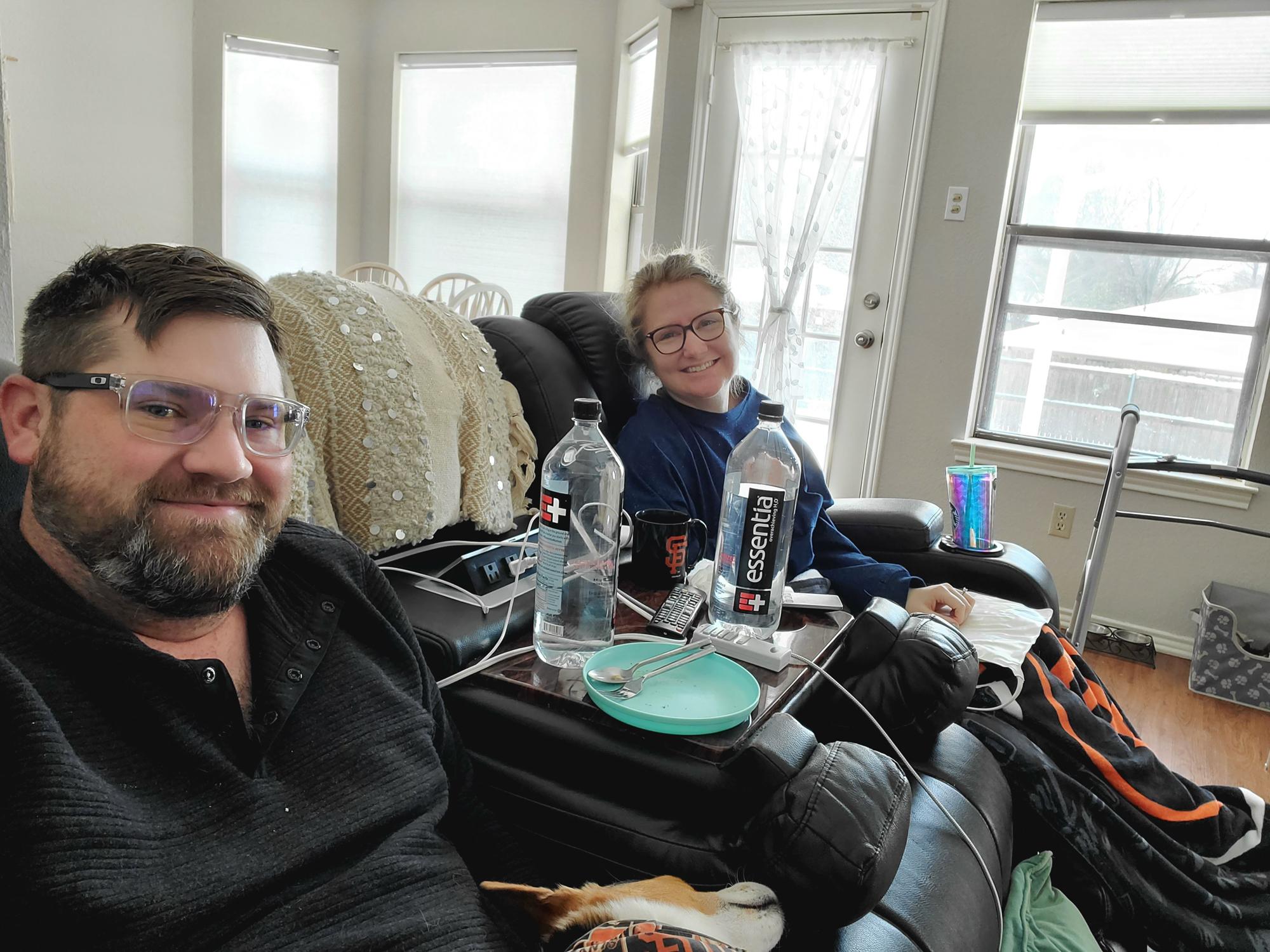 Snowed in during snow-pocalypse in February 2021. Lacey wasn’t able to walk yet so Brandon had to brave the storm for groceries and supplies.