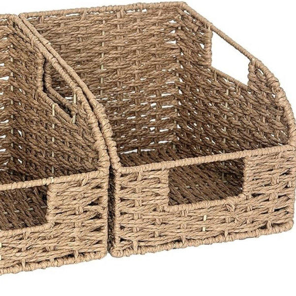 StorageWorks Wicker Baskets for Organizing, Book Baskets, Orange, 2-Pack