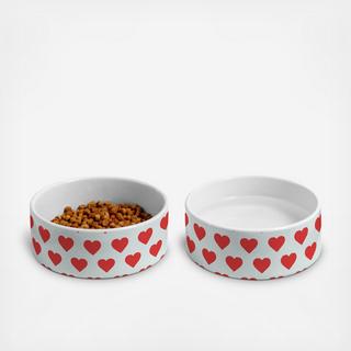Hey Sweetheart Pet Bowl, Set of 2